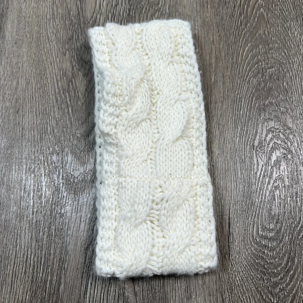 C.C Headband Cream White Cable Knit Fleece Lined Ear Warmer Winter Snow